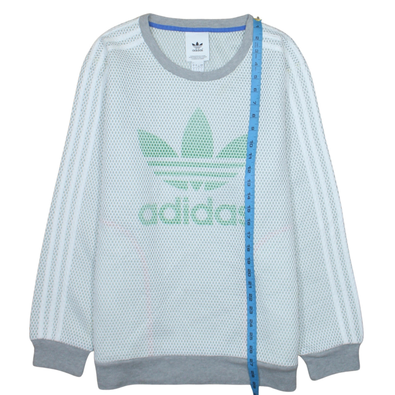 Adidas Men's White Mesh Logo Pullover Sweatshirt Size L