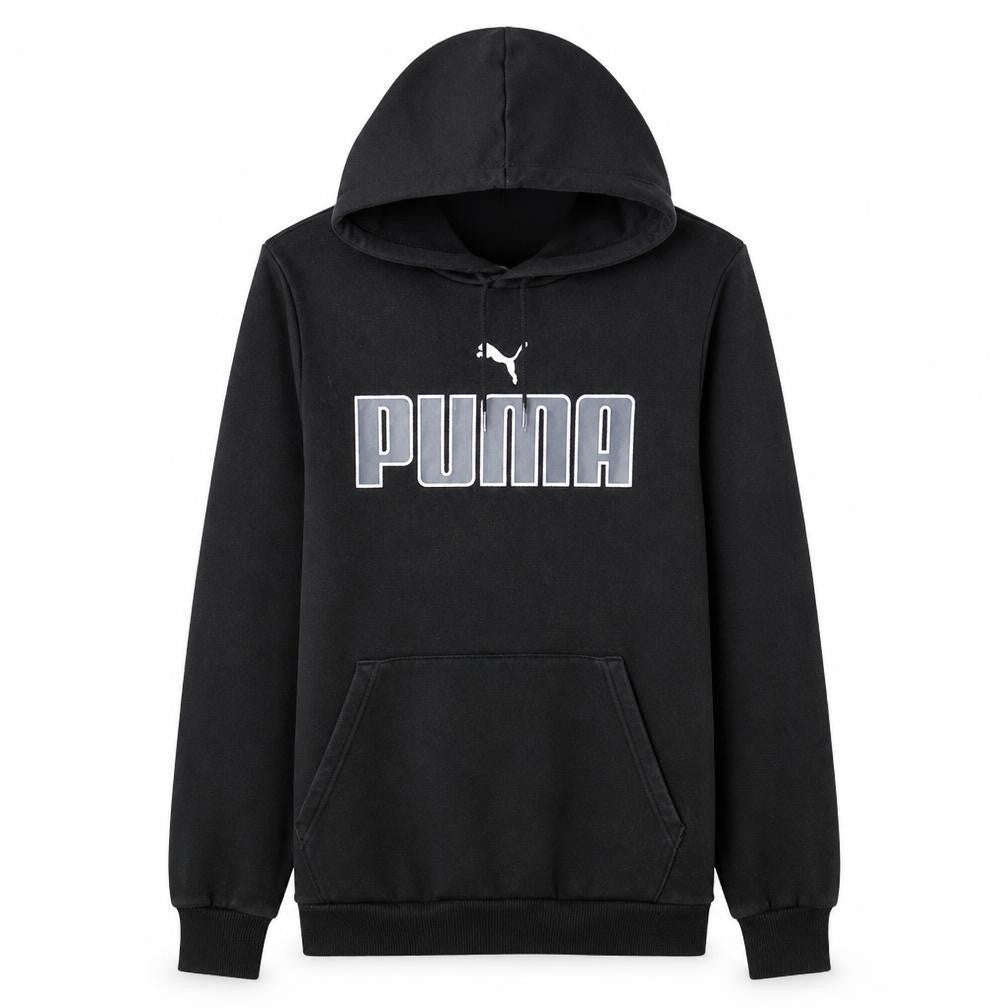 Puma Men's Black Small Pullover Hoodie with Logo Fleece