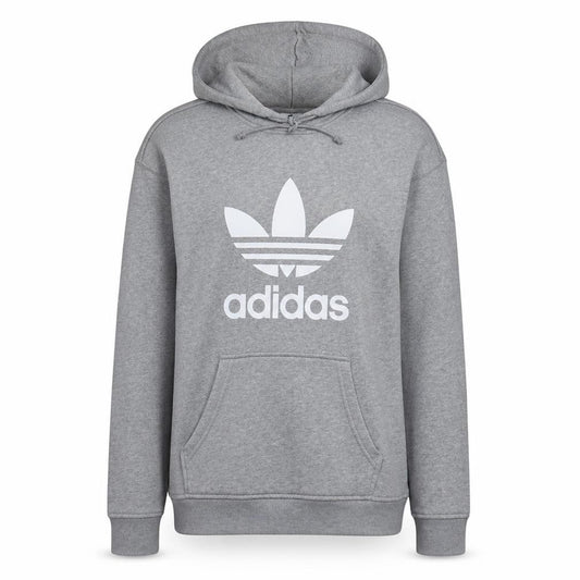 Adidas Women Grey Pullover Hoodie Size 4 Logo Print Hooded Sweatshirt