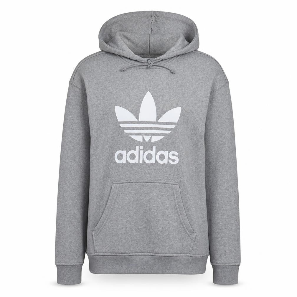 Adidas Women Grey Pullover Hoodie Size 4 Logo Print Hooded Sweatshirt