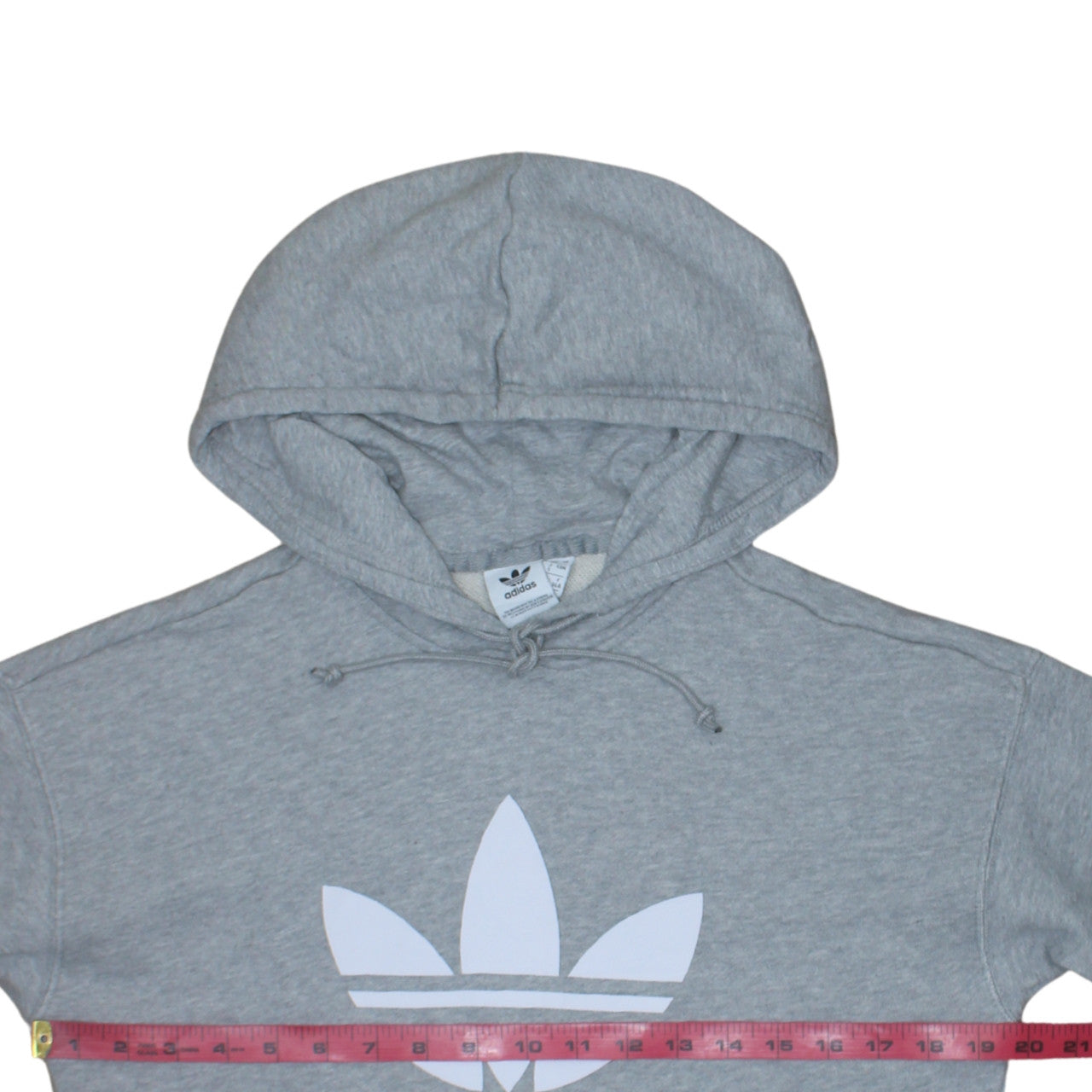 Adidas Women Grey Pullover Hoodie Size 4 Logo Print Hooded Sweatshirt