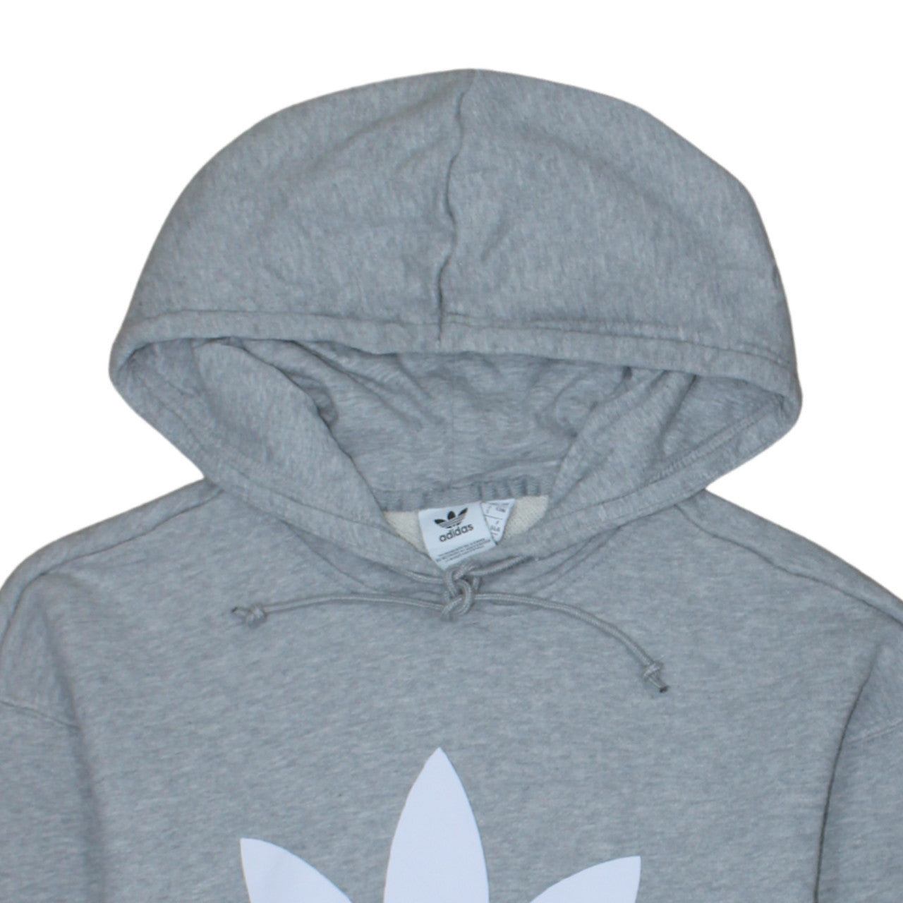 Adidas Women Grey Pullover Hoodie Size 4 Logo Print Hooded Sweatshirt