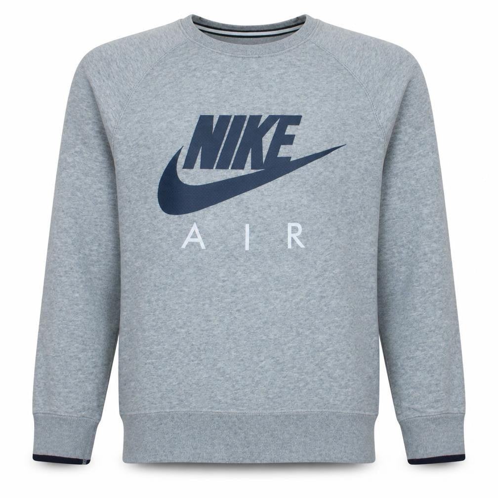 Nike Men's Grey Air Logo Crew Neck Pullover Sweatshirt Size S
