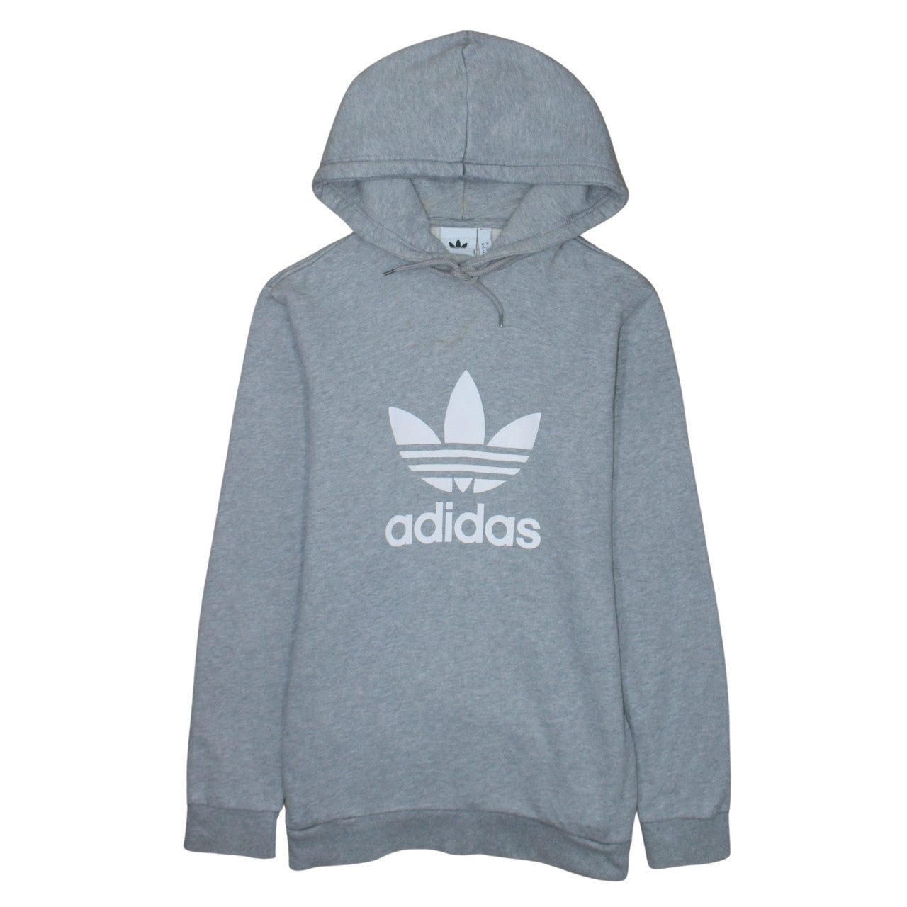 Adidas Men's Grey Pullover Hoodie Small Logo Sports Fleece Sweatshirt