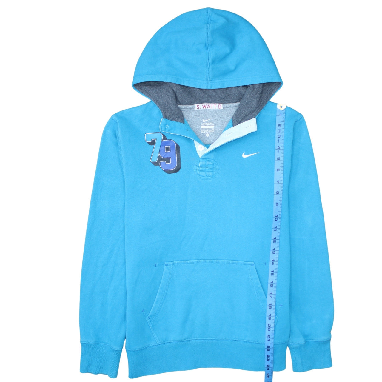 Nike Boys Blue Henley Hoodie XL 13-15 Years Cotton Blend Pullover