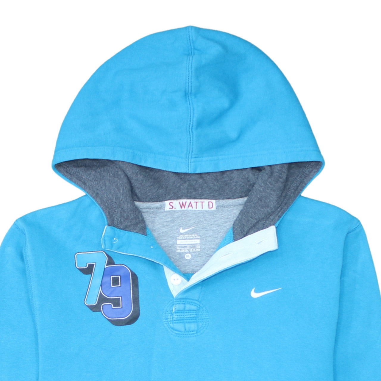 Nike Boys Blue Henley Hoodie XL 13-15 Years Cotton Blend Pullover