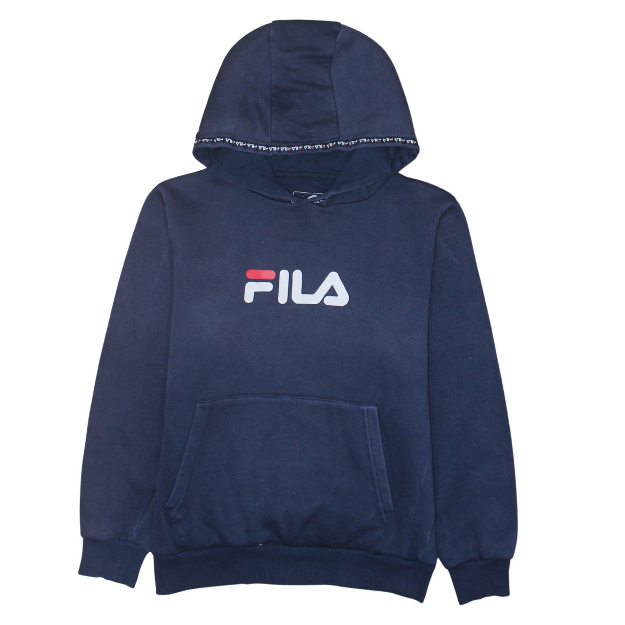 FILA Boys Navy Blue Pullover Hoodie 13-15 Years Logo Cotton Blend