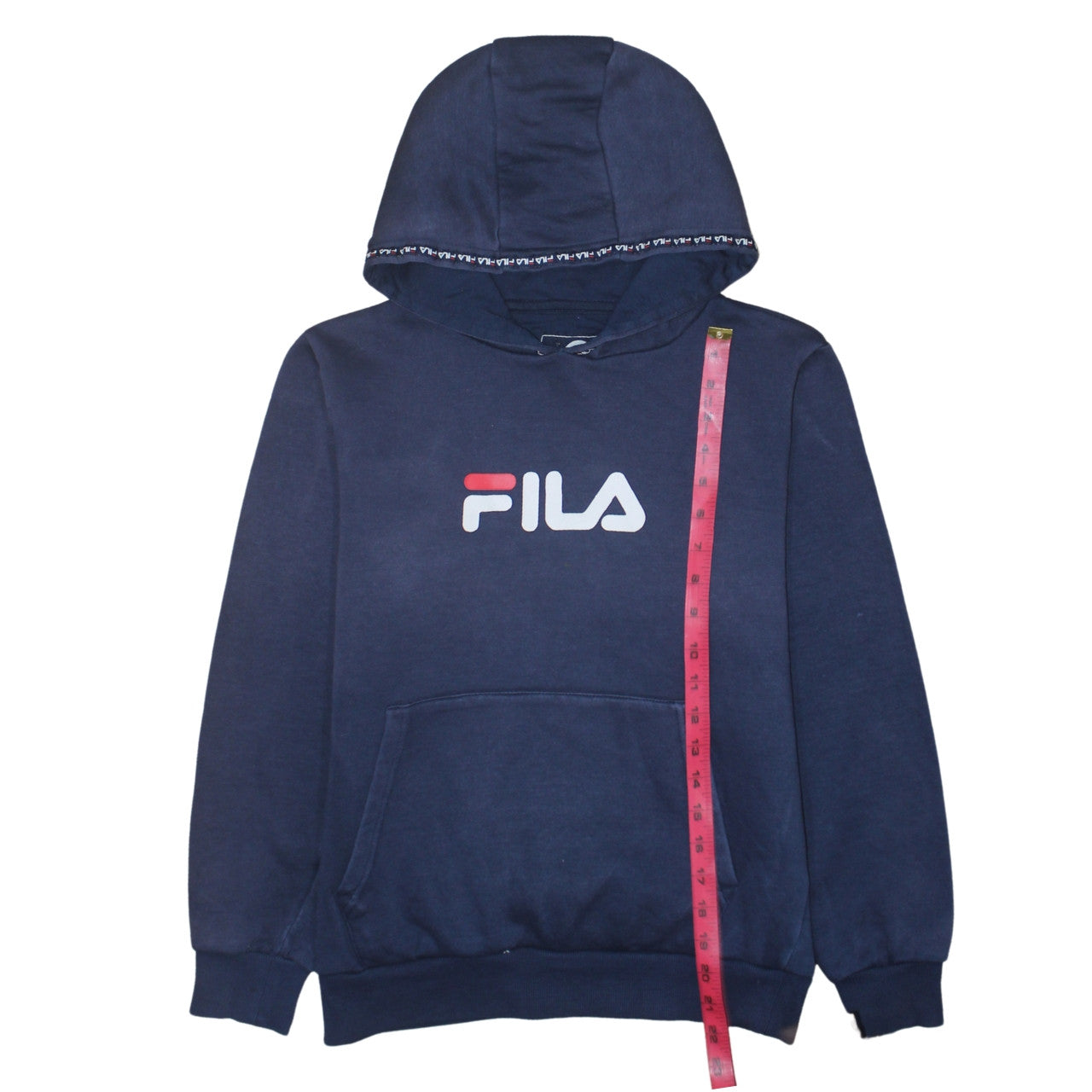 FILA Boys Navy Blue Pullover Hoodie 13-15 Years Logo Cotton Blend