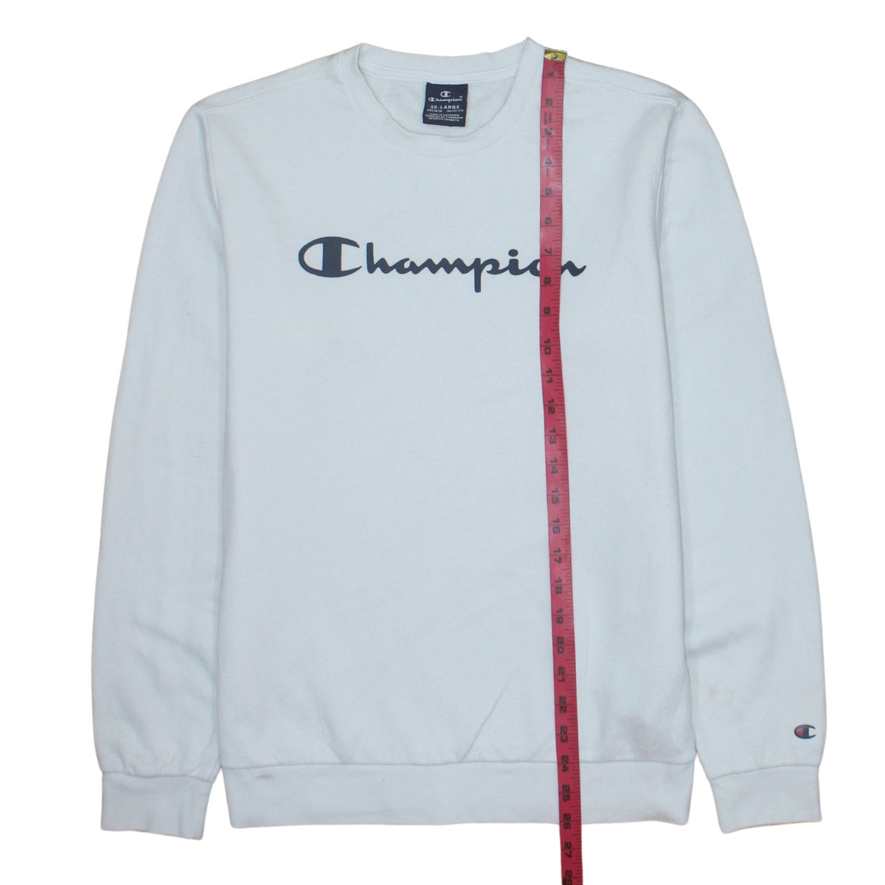 Champion Boys White 2XL Crew Neck Logo Sweatshirt Cotton Blend