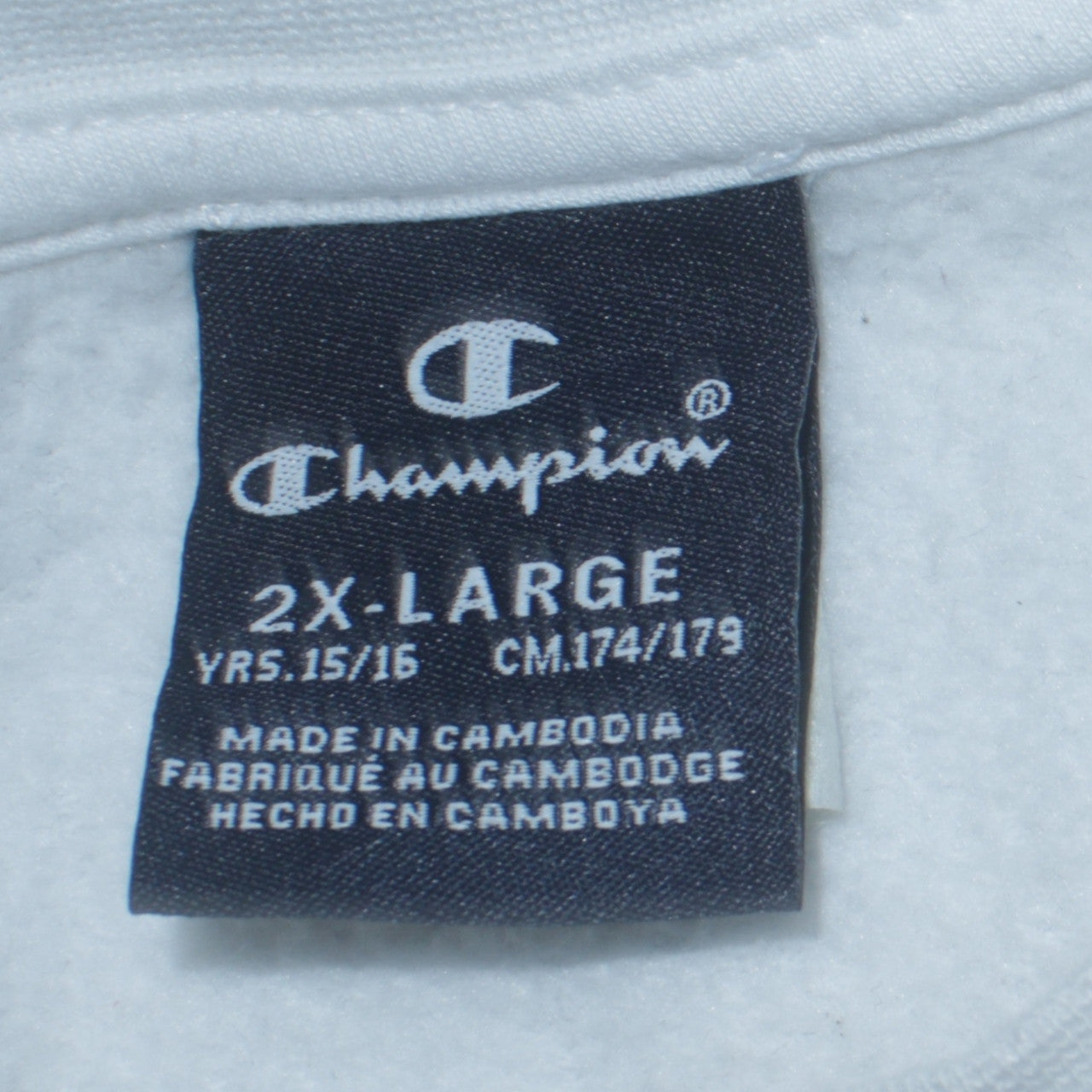 Champion Boys White 2XL Crew Neck Logo Sweatshirt Cotton Blend