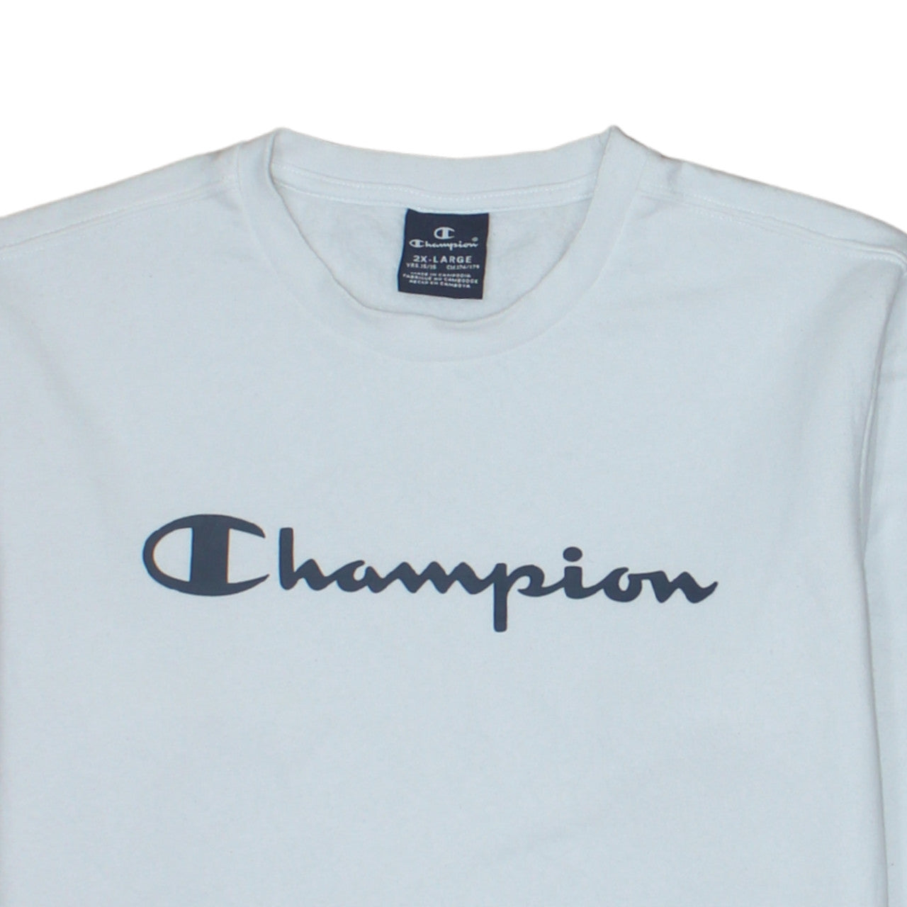 Champion Boys White 2XL Crew Neck Logo Sweatshirt Cotton Blend