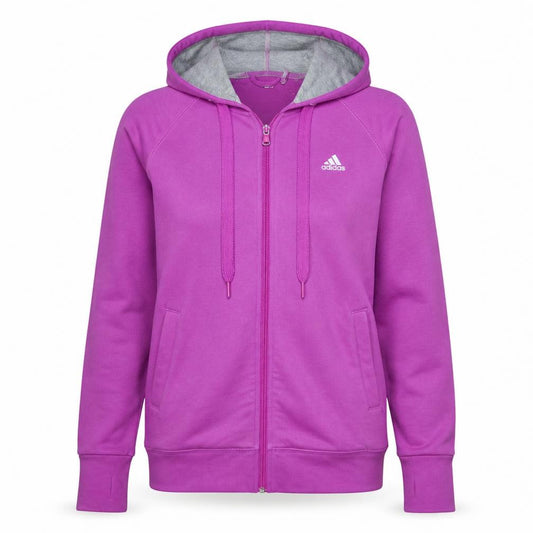 Adidas Women’s Pink Full Zip Hoodie Size 12-14 M Cotton Blend