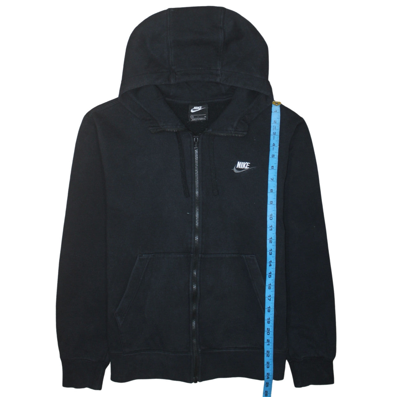 Nike Men's Black Full Zip Hoodie Small Logo Fleece Sweatshirt