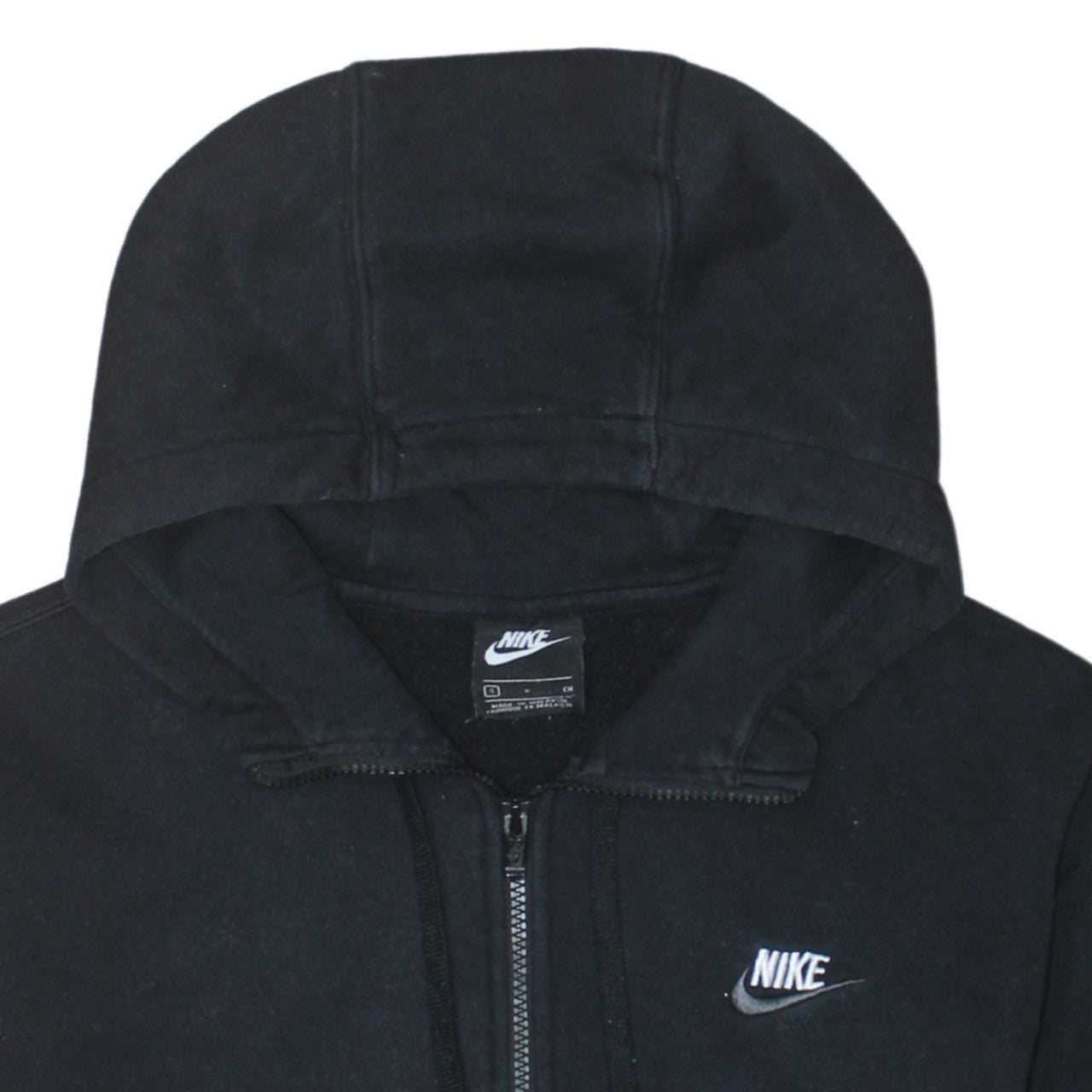 Nike Men's Black Full Zip Hoodie Small Logo Fleece Sweatshirt