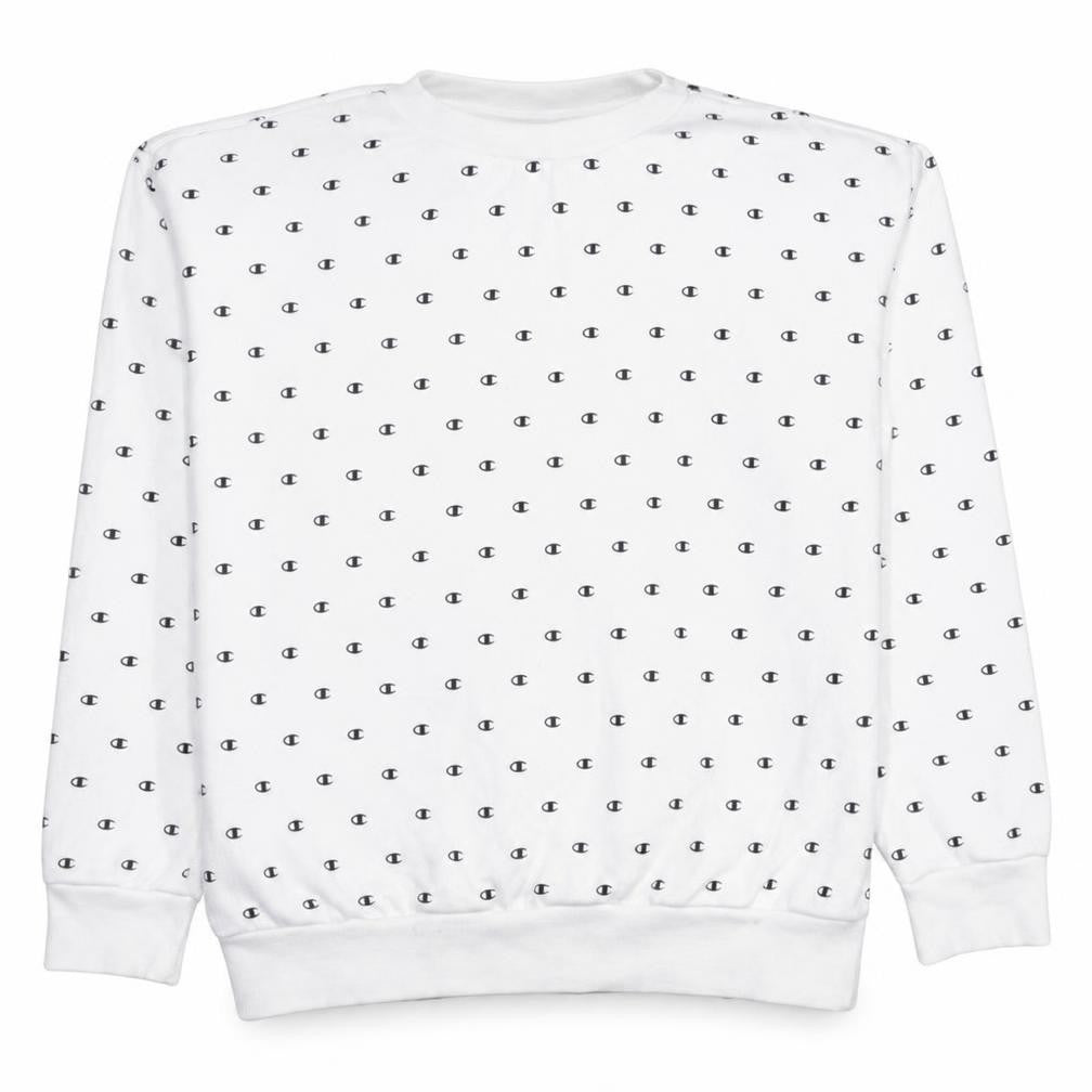 Champion Boys White Medium Sweatshirt All Over Logo Long Sleeve