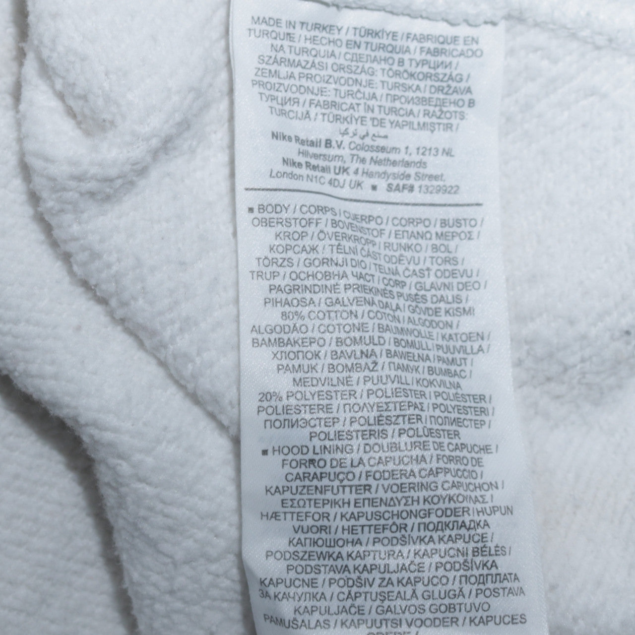 Nike Men's White Swoosh Pullover Hoodie Small Regular Fit