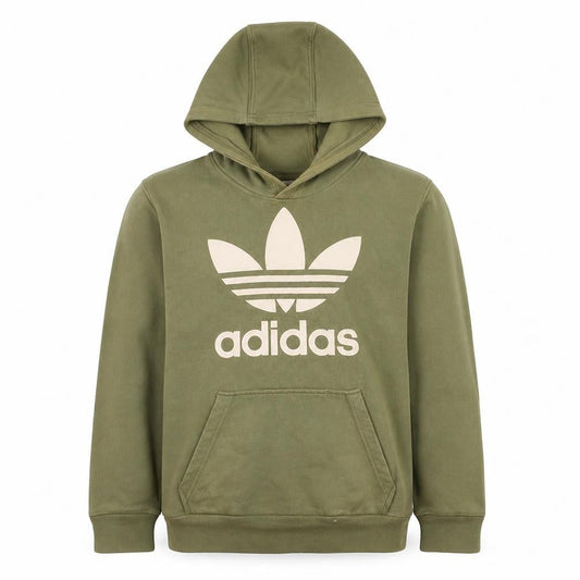 Adidas Boys Green Pullover Hoodie 13-14 Years Cotton Casual Sweatshirt