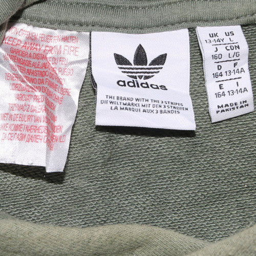 Adidas Boys Green Pullover Hoodie 13-14 Years Cotton Casual Sweatshirt