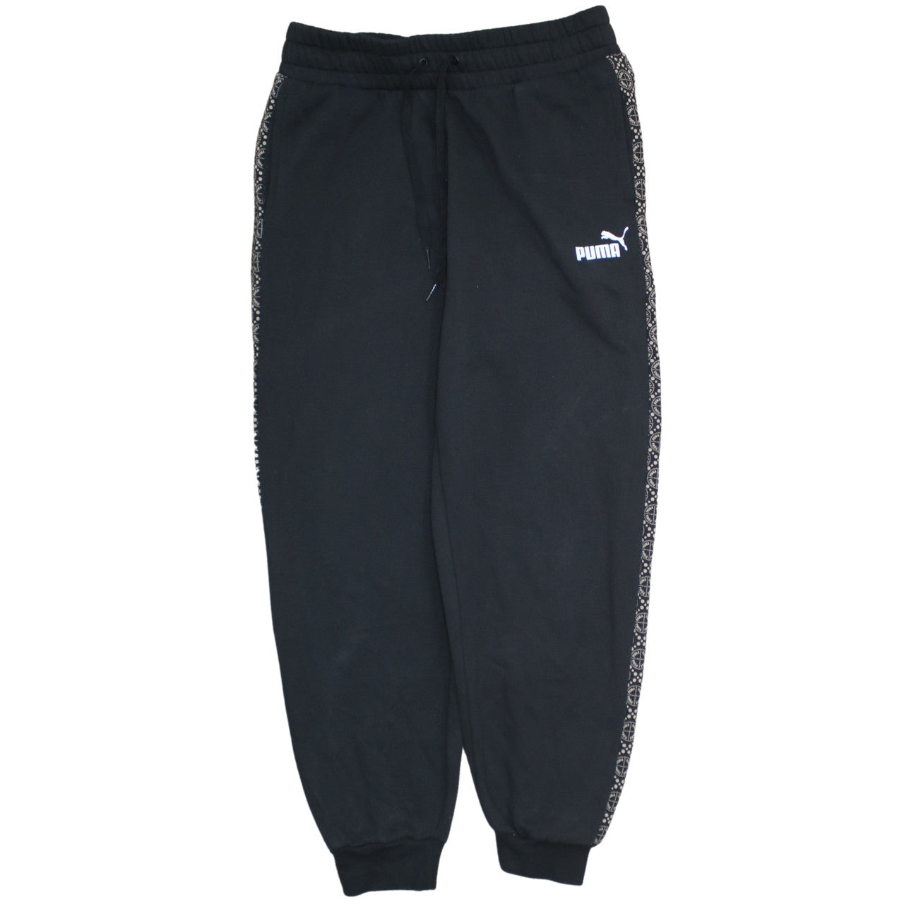 Puma Womens Black Jogger Sweatpants M Elastic Waist Cuffed Trim Fleece