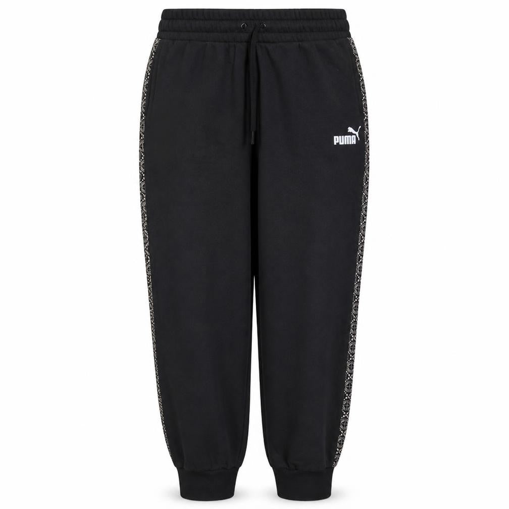 Puma Womens Black Jogger Sweatpants M Elastic Waist Cuffed Trim Fleece