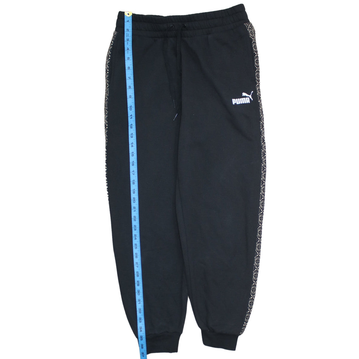 Puma Womens Black Jogger Sweatpants M Elastic Waist Cuffed Trim Fleece
