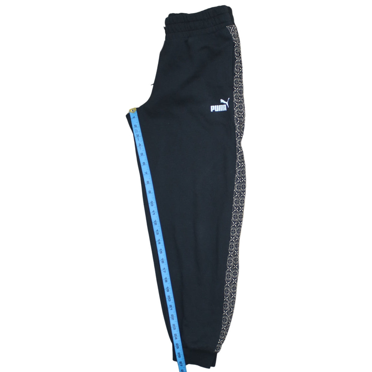 Puma Womens Black Jogger Sweatpants M Elastic Waist Cuffed Trim Fleece