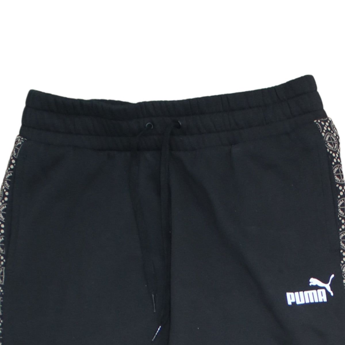 Puma Womens Black Jogger Sweatpants M Elastic Waist Cuffed Trim Fleece