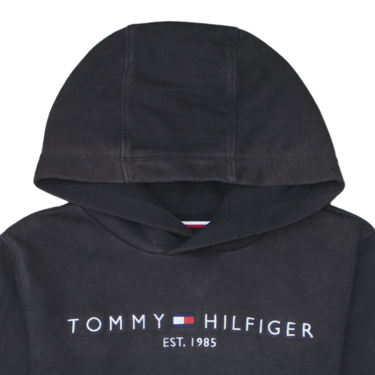 Tommy Hilfiger Boys Black Pullover Hoodie Size 14 Cotton Logo Print