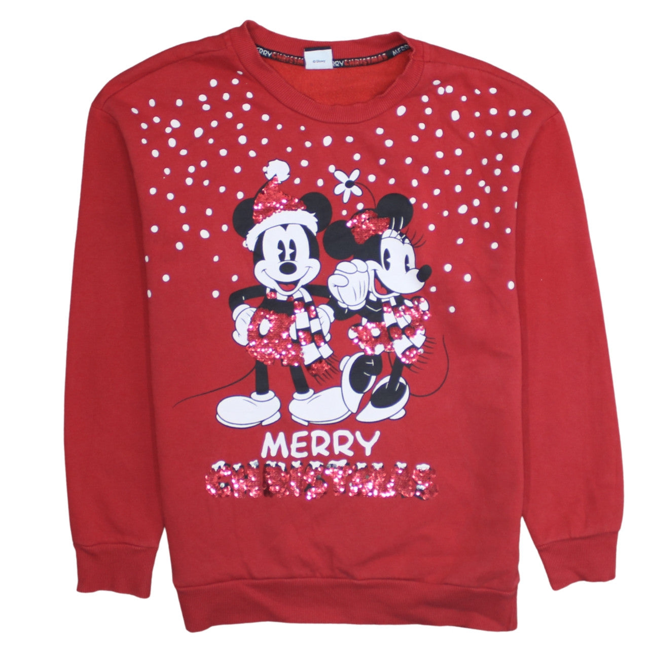 Disney at George Womens Red Sequin Christmas Sweatshirt Size 12-14