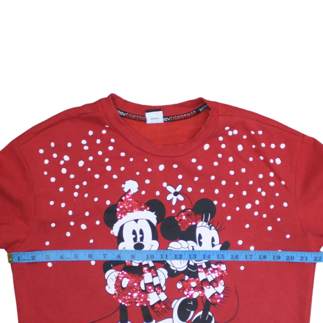 Disney at George Womens Red Sequin Christmas Sweatshirt Size 12-14
