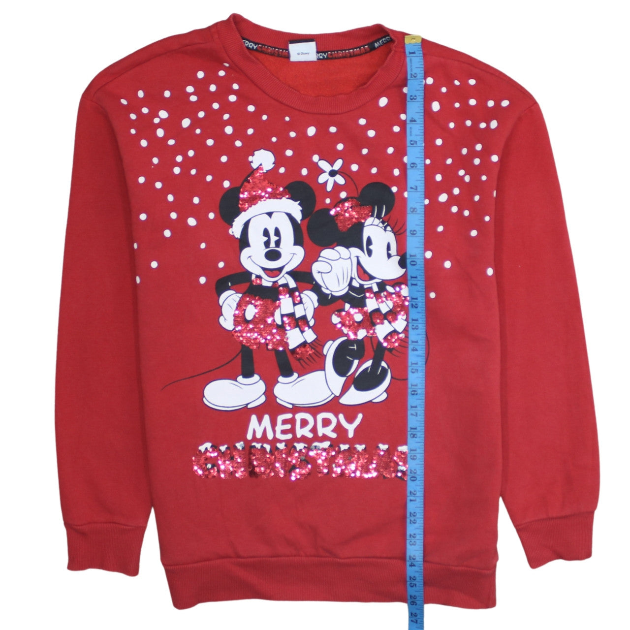 Disney at George Womens Red Sequin Christmas Sweatshirt Size 12-14