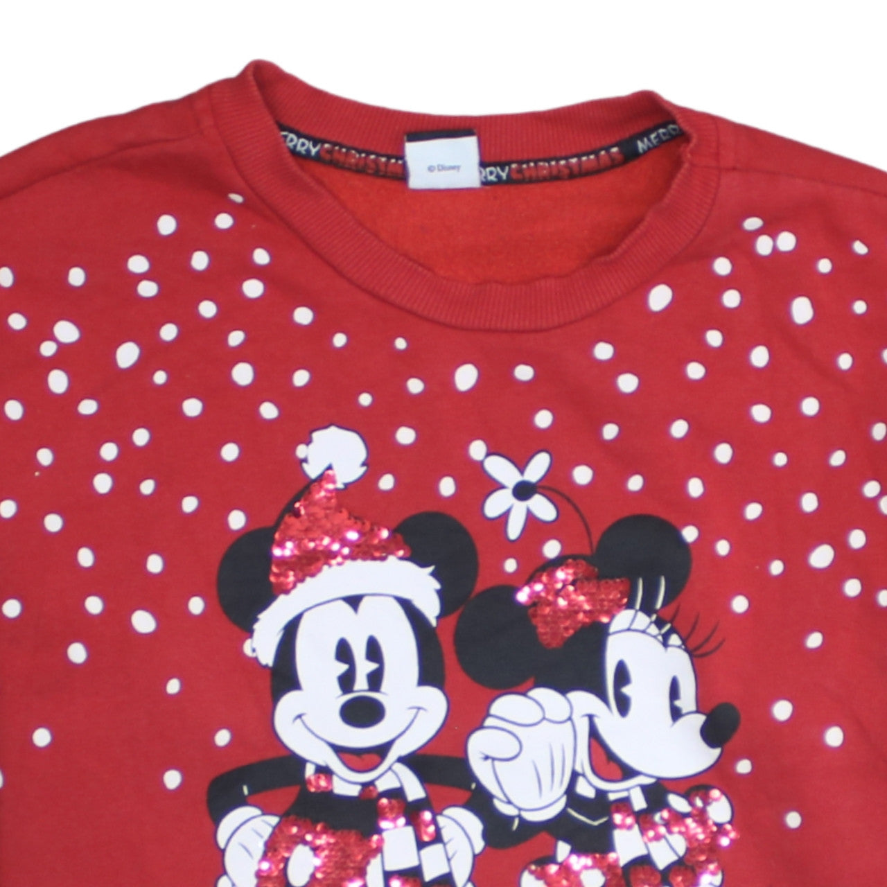 Disney at George Womens Red Sequin Christmas Sweatshirt Size 12-14