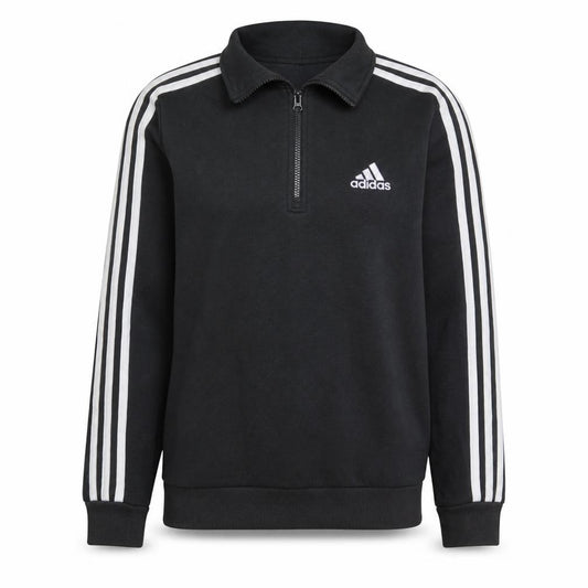Adidas Womens Black 1/4 Zip Sweatshirt Size 12-14 Fleece Lined