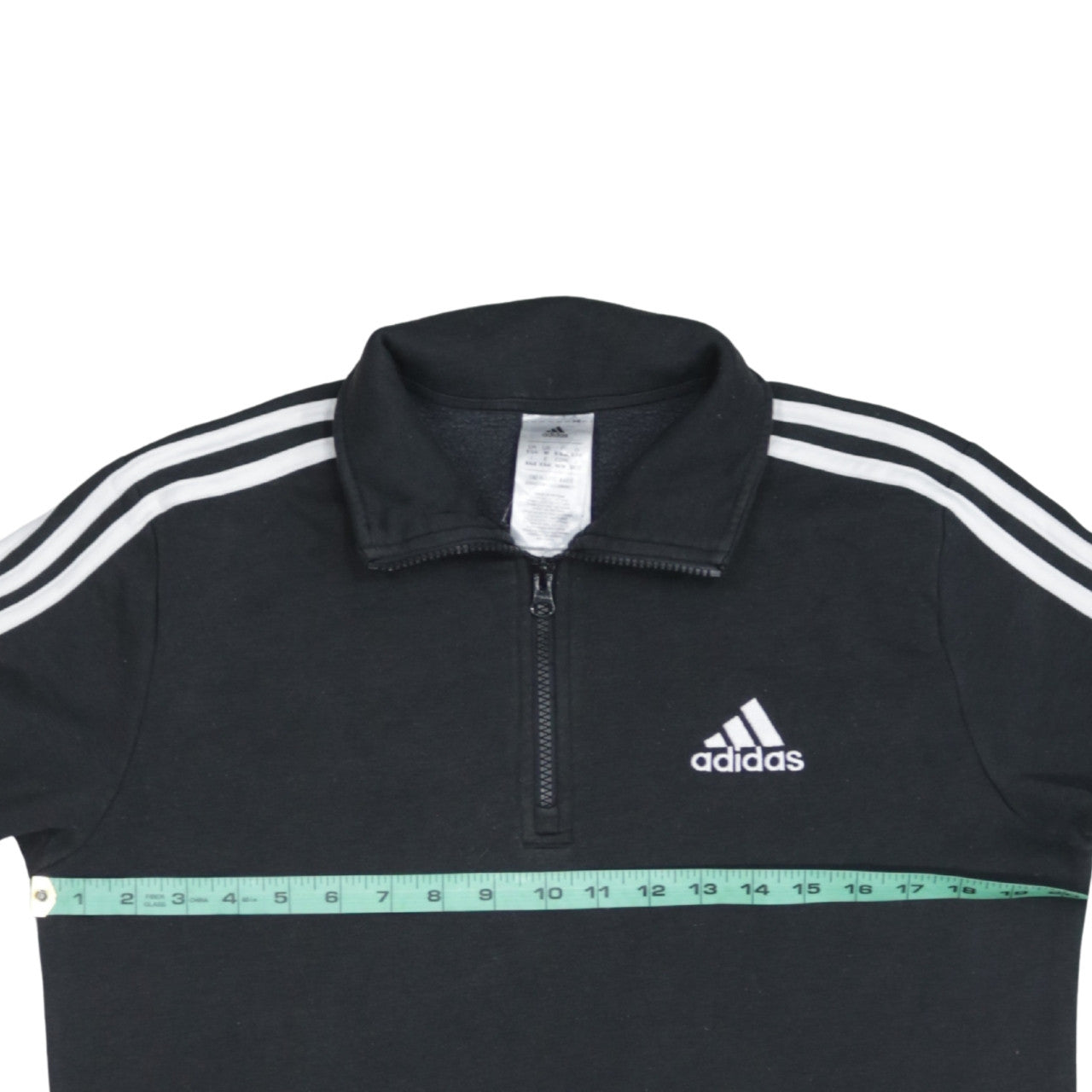 Adidas Womens Black 1/4 Zip Sweatshirt Size 12-14 Fleece Lined