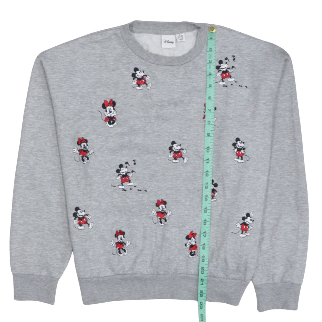 Disney Women's Grey Mickey & Minnie Embroidered Sweatshirt Size 10-12