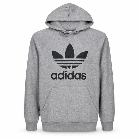 Adidas Mens Grey Pullover Hoodie L Graphic Logo Sportswear