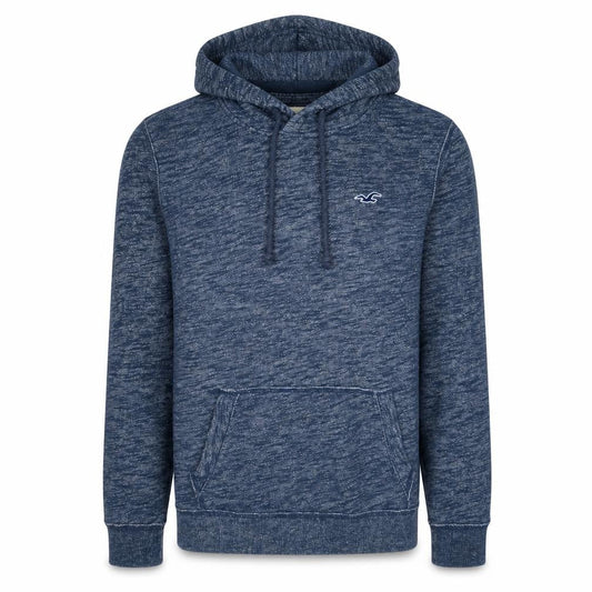 Front view of Hollister Men’s Blue Pullover Hoodie Small Logo Classic Fit