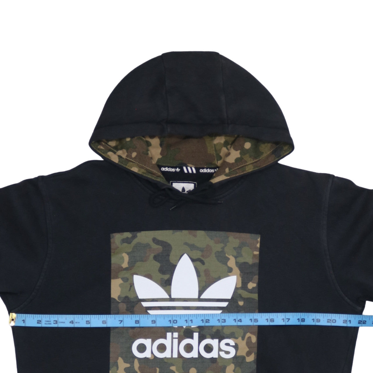 Adidas Mens Black Camouflage Logo Pullover Hoodie Size S