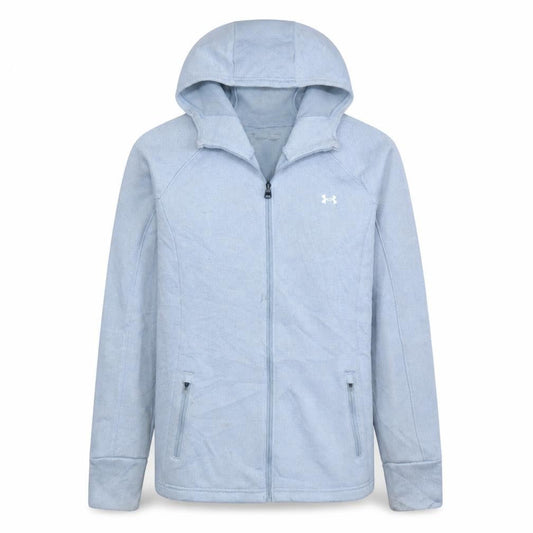 Front view of Under Armour Men Grey Small Full Zip ColdGear Hoodie Jacket