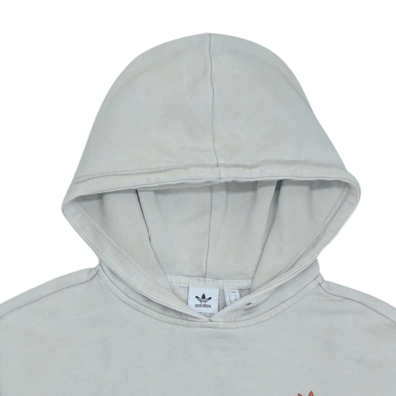 Adidas Womens Beige Orange Colourblock Hooded Pullover Hoodie Size 8