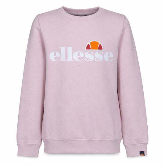 Front view of Ellesse girls’ pink pullover logo sweatshirt 12-13 years crew neck fleece