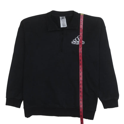 Close-up detail of Adidas Women’s Black 1/2 Zip Pullover Sweatshirt L 16-18 Athletic