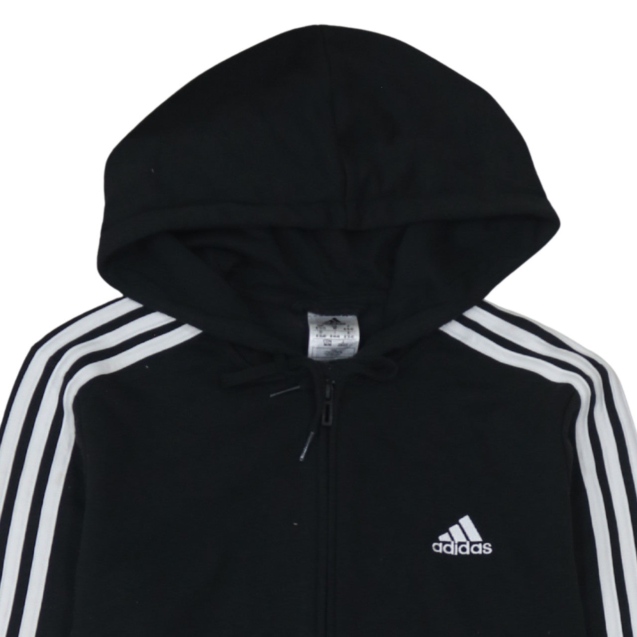Adidas Women’s Black Full Zip Hoodie Size M with White Stripes
