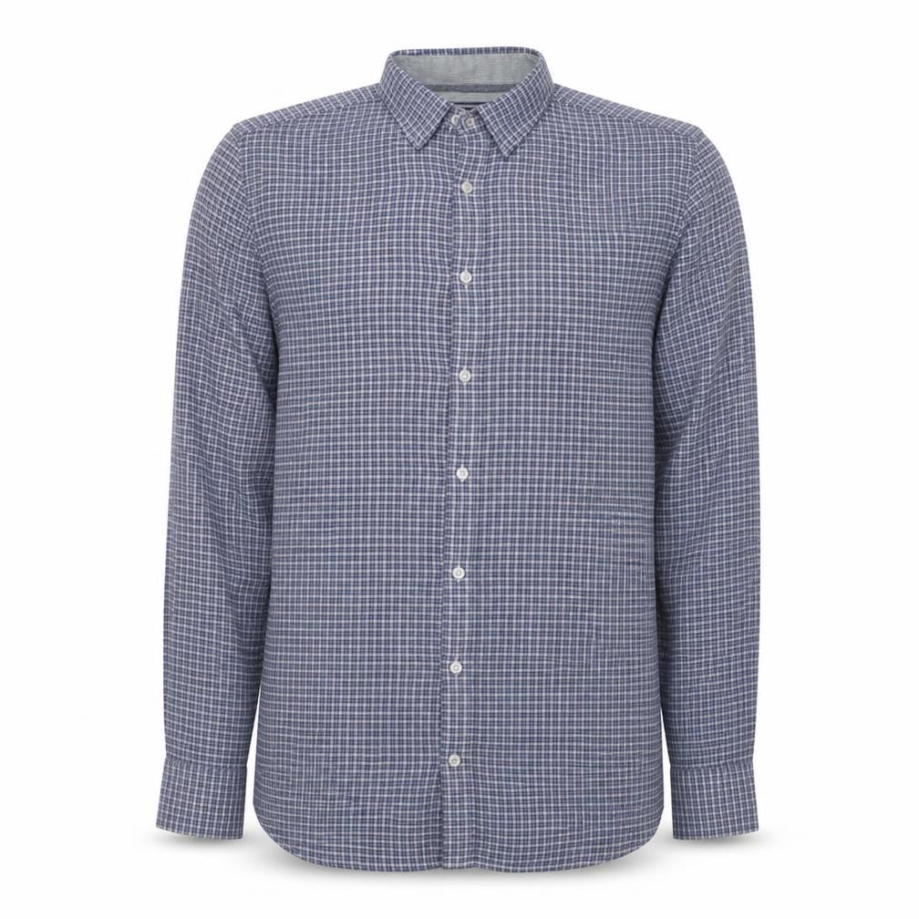 Tommy Hilfiger Men’s Blue Check Slim Fit Long Sleeve Cotton Shirt L