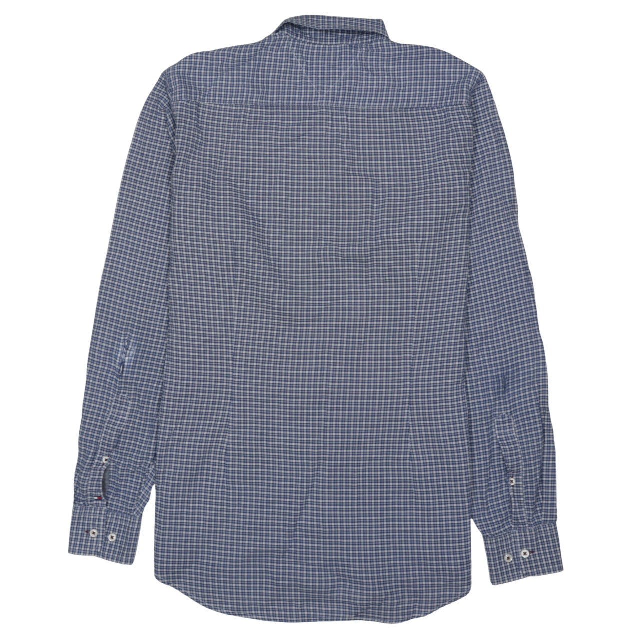 Tommy Hilfiger Men’s Blue Check Slim Fit Long Sleeve Cotton Shirt L