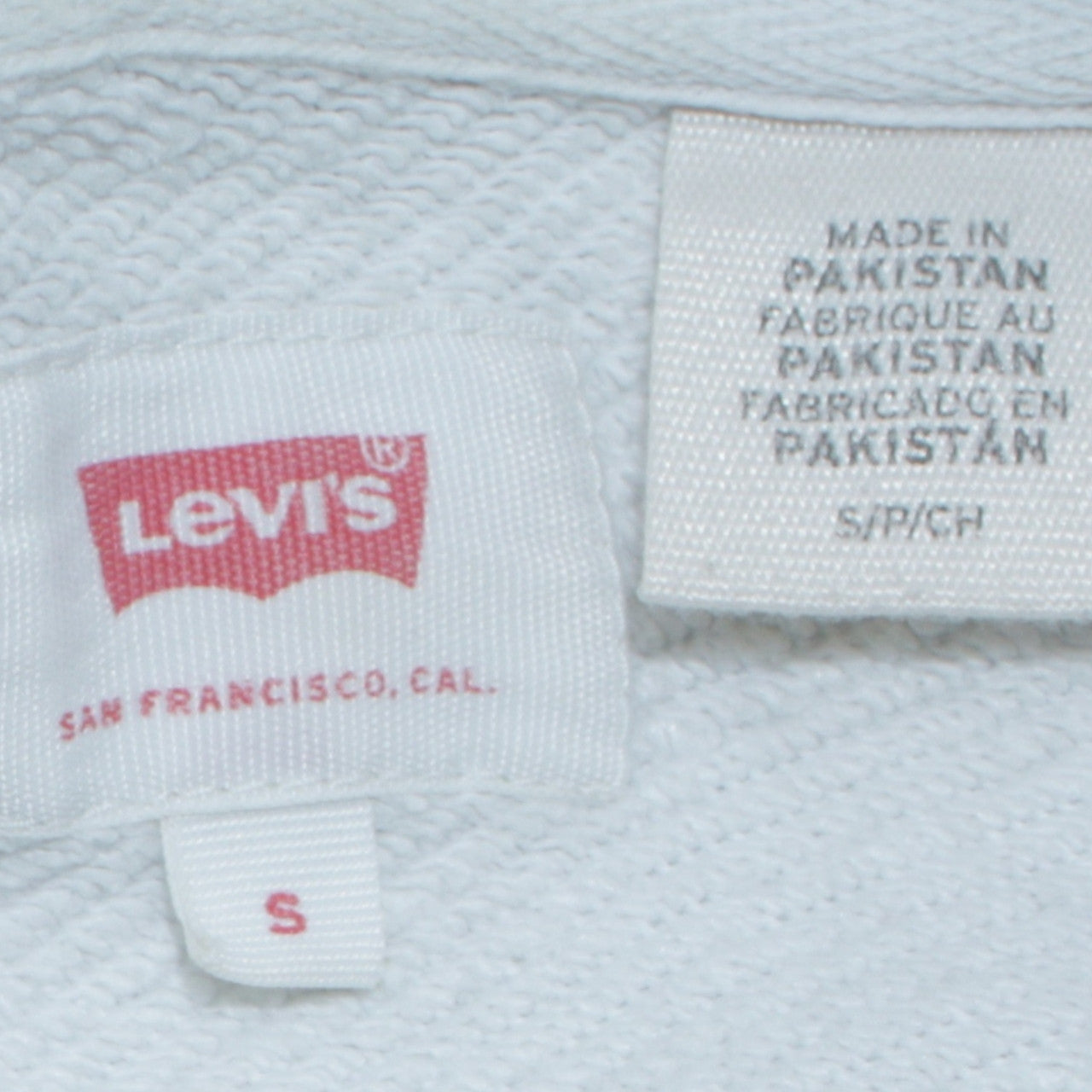 Levi's Men's White Small Pullover Hoodie with Logo Print
