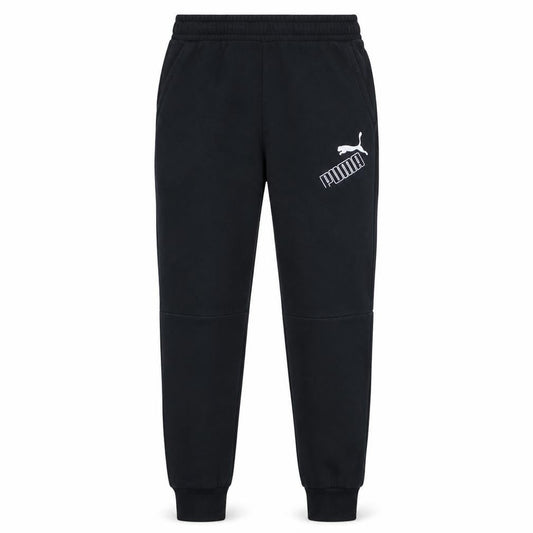 Front view of Puma Men's Black Joggers Medium Regular Fit Casual Sweatpants