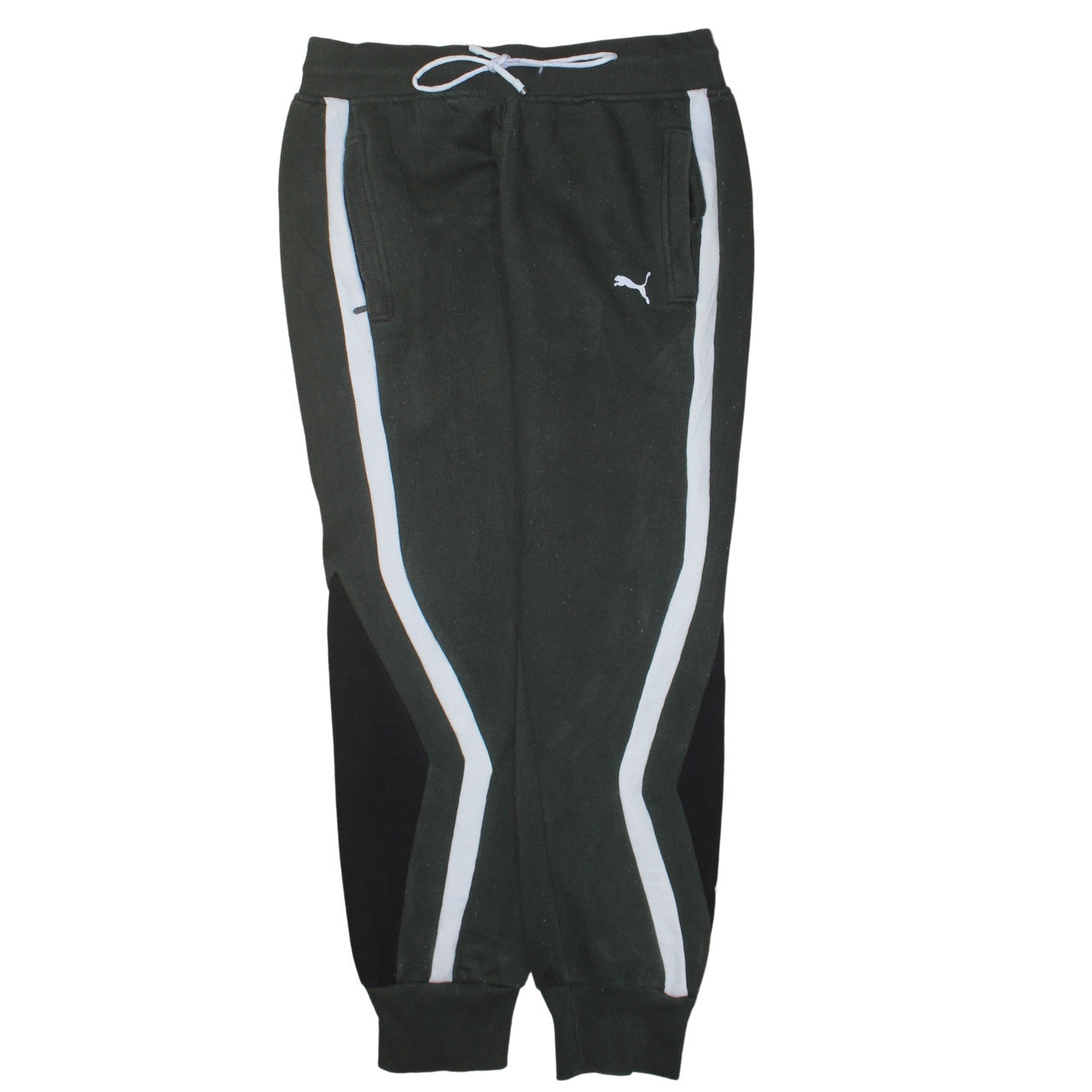 Puma Men's Black Jogger Trousers L Fleece Lined Stripe Logo