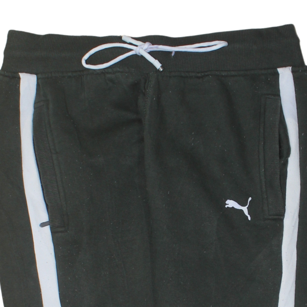 Puma Men's Black Jogger Trousers L Fleece Lined Stripe Logo