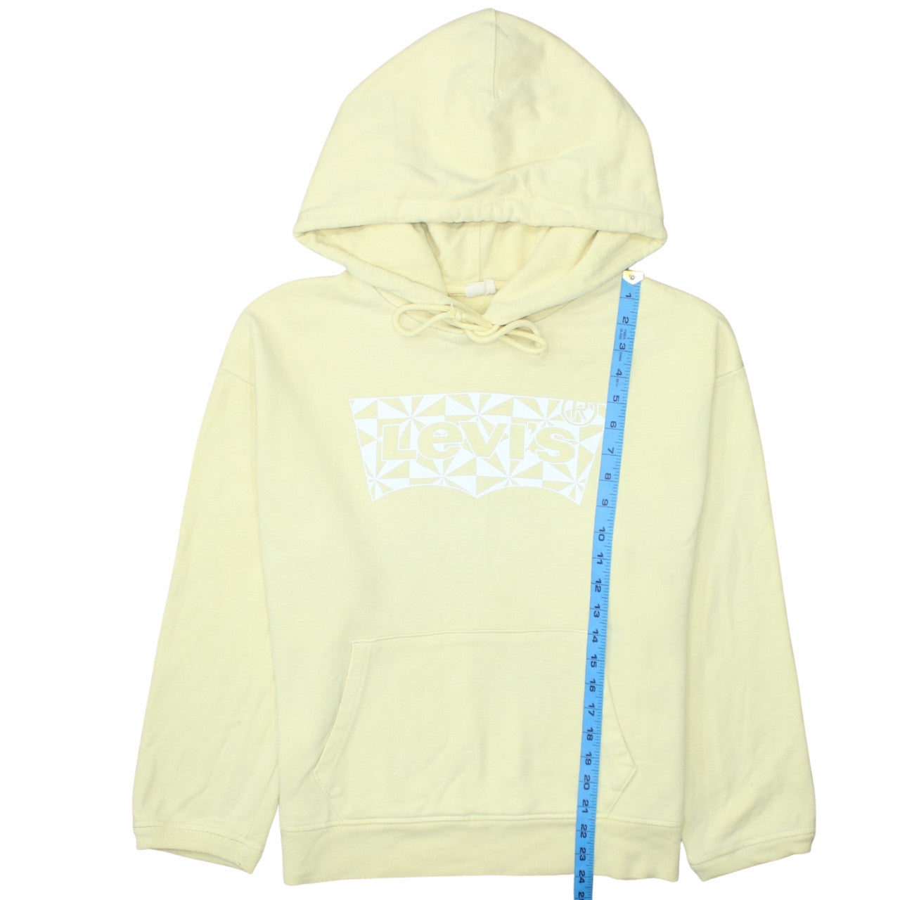 Levi's Womens Yellow Pullover Hoodie M Cotton Graphic Logo